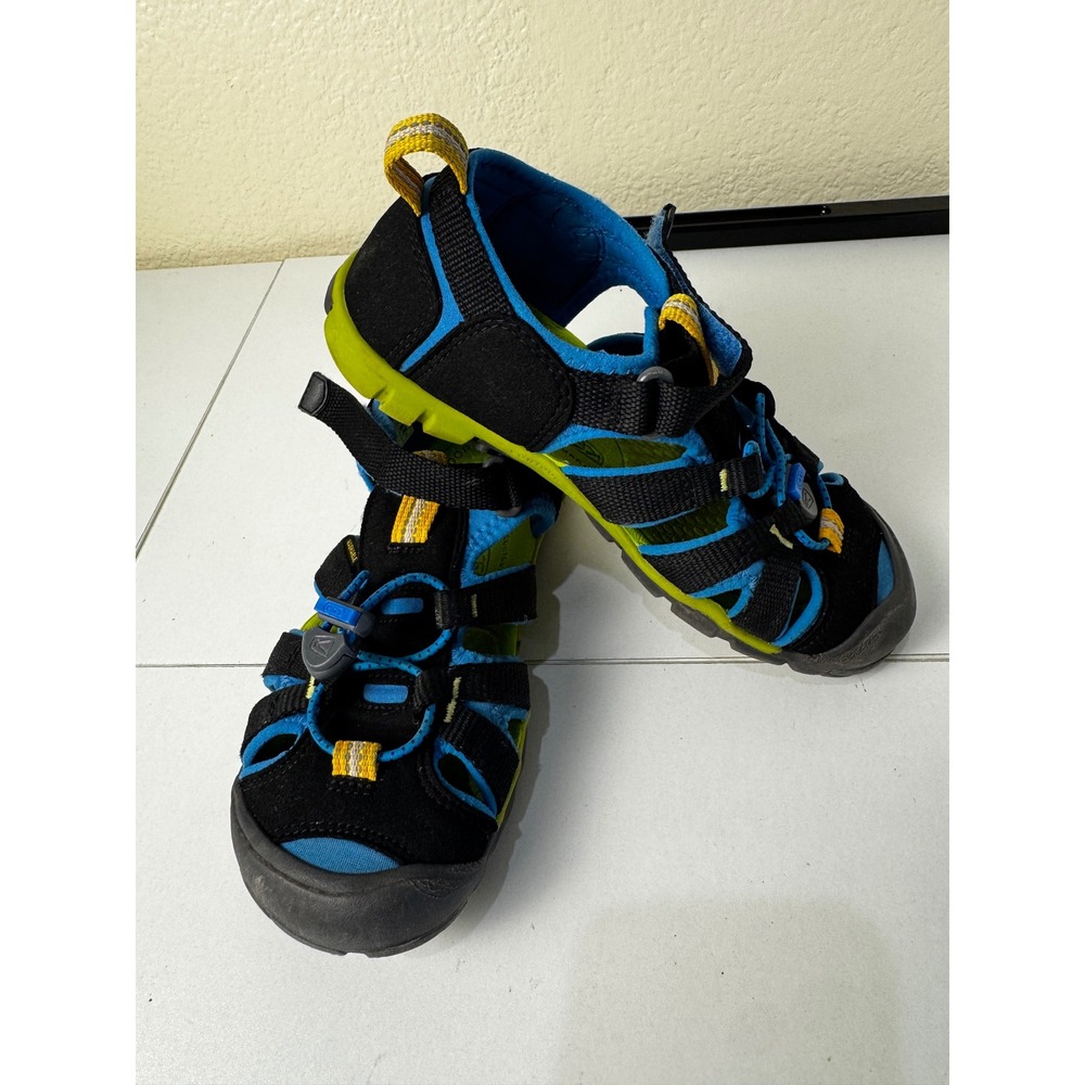 Keen Seacamp II CNX Kids Size 2 Sandals Blue Black Green Sport Water Shoes